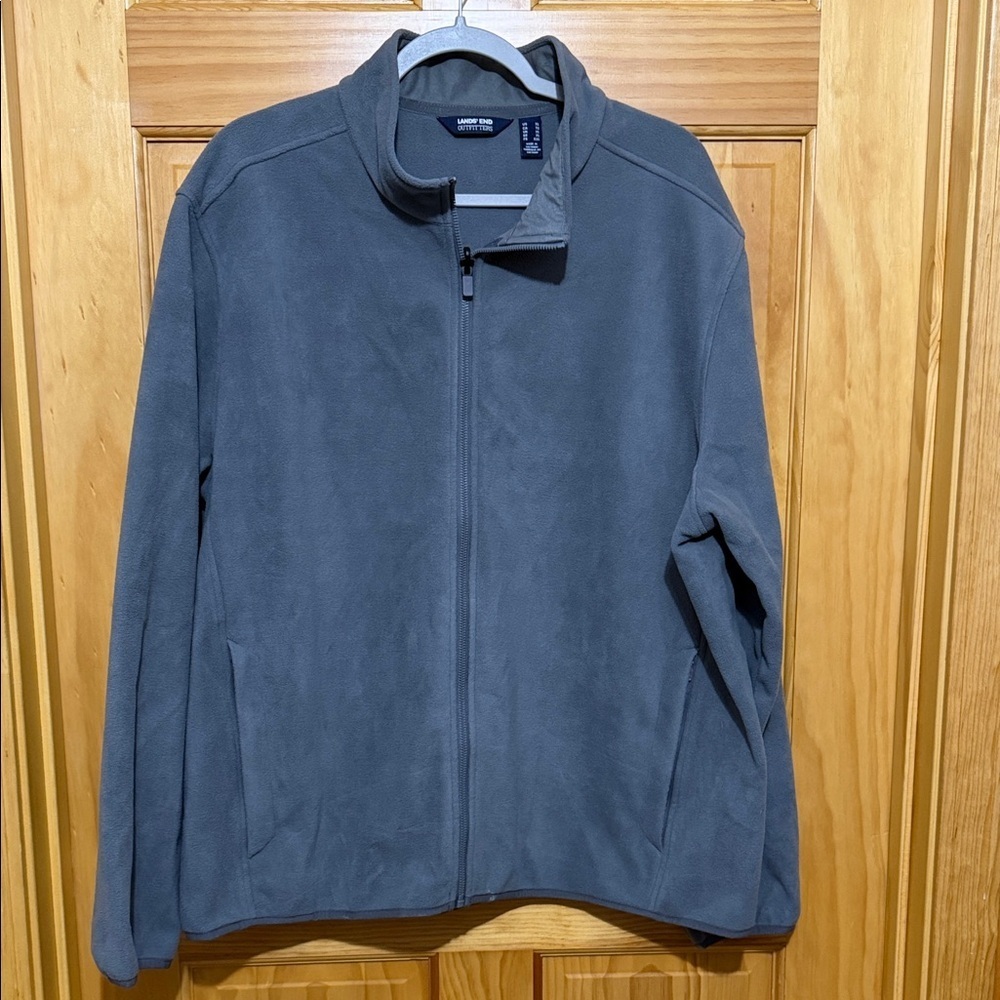 Lands' End Men’s Gray Fleece Zip Front Jacket, Size XL. NWOT